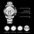 thumbnail image 2 of Reloj cronógrafo luminoso resistente al agua, esfera blanca y calendario, esfera negra, reloj de pulsera de lujo para hombre dorado atemporal, 2 of 7