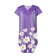 thumbnail image 4 of Dyegold Sundresses for Women Casual Beach - Women Midi Denim Tshirt Dresses V Neck Short Sleeve Daisy Print Plus Size Summer 2023 Casual Loose Party ​​Sun Dress, 4 of 4