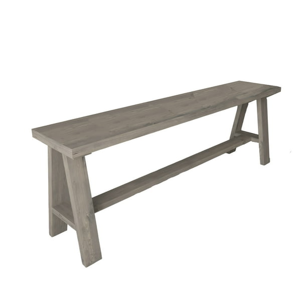 Woven Paths Classic Solid Pine Wood Accent Bench, Gray