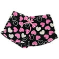 thumbnail image 2 of Emme Jordan Junior's Fuzzy Plush Pajama Shorts - Pink & White Hearts Black - Large, 2 of 3