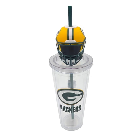 NFL Green Bay Packers Acrylic Tumbler with Team Color Straw and Team Mascot Lid Enclosure