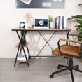 thumbnail image 4 of Homylin Home Office Computer Desk Writing Study Workstation with 2 Tier Storage Shelves, Industrial Style Wood Table and Metal Frame, Rustic Brown, 4 of 9