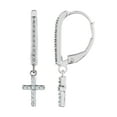 thumbnail image 4 of Sterling Silver and Genuine Diamond 1/10 cttw Cross Drop Earring, 4 of 4