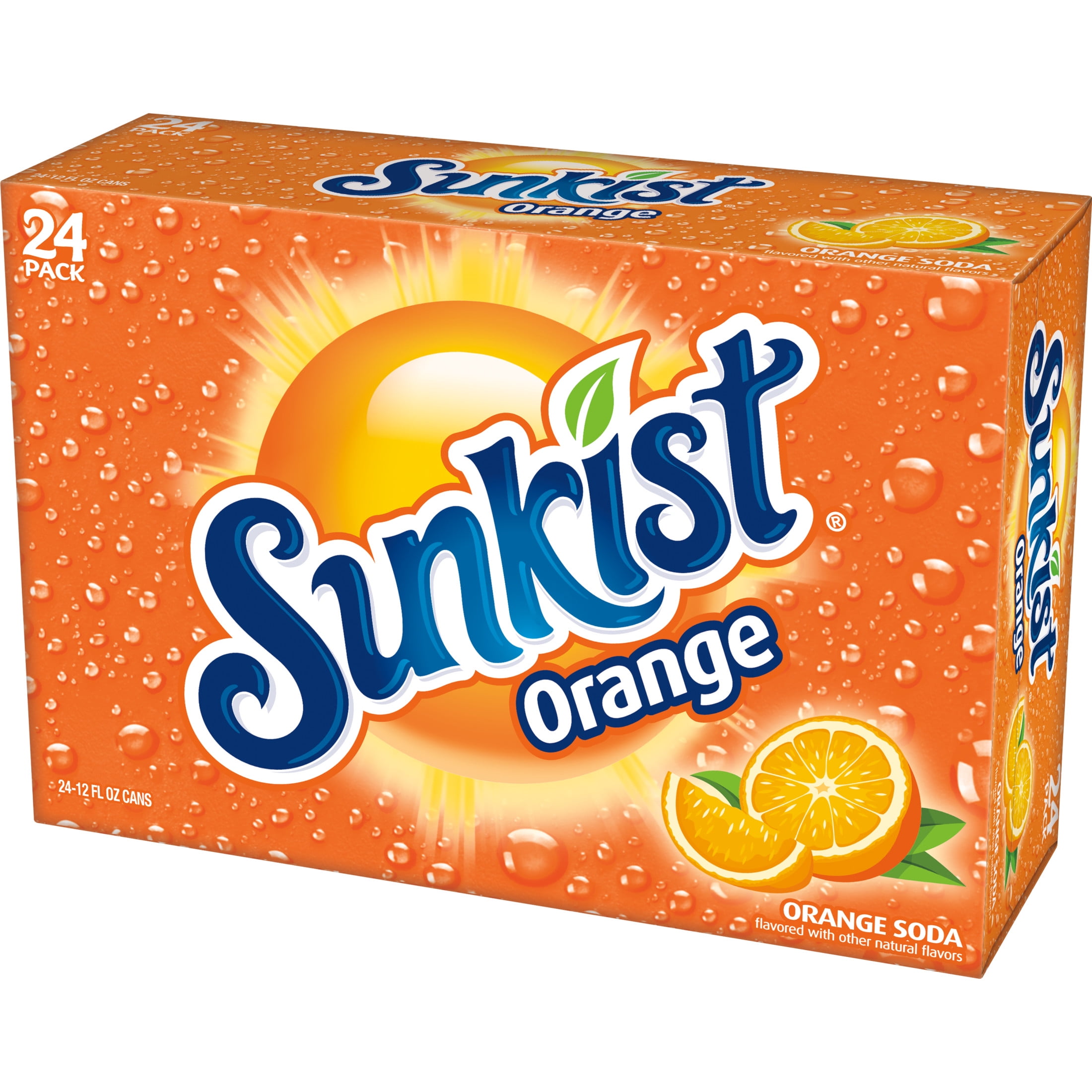 Sunkist Orange Soda Pop, 12 fl oz, 24 Pack Cans