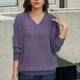 thumbnail image 2 of Diufon Womens Fall Casual Tops Solid Color Breathable Pullover Tops V Neck Long Sleeve Blouses, 2 of 3