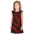 thumbnail image 1 of Gaeub Robe de Pyjama Dragon Rouge sur Fond Noir pour Filles, Vêtements de Nuit Confortables, Robe de Pyjama Imprimée pour Dormir, Vêtements de Détente, Fêtes-TG, 1 of 6