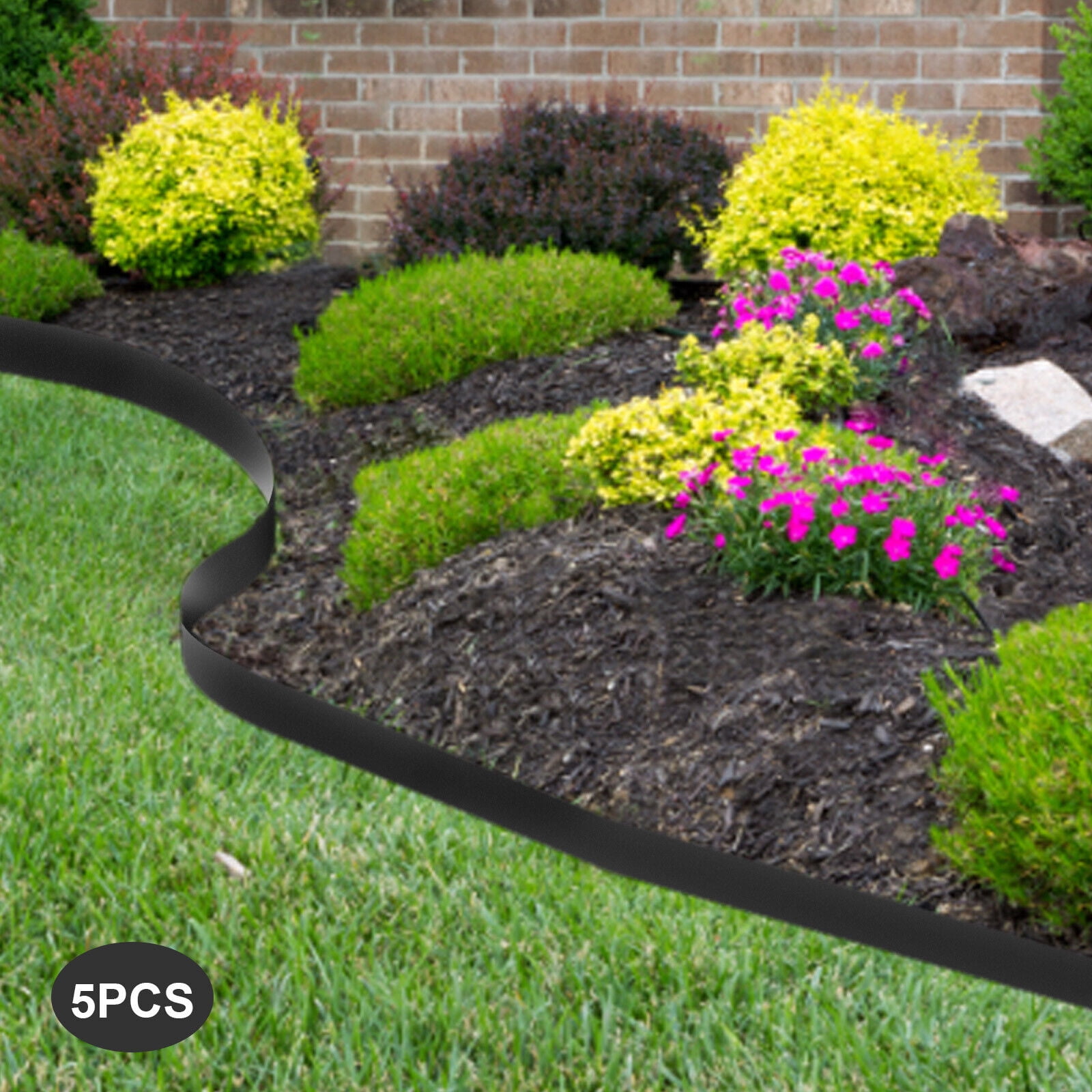 Miumaeov Steel Landscape Edging Borders 5Pcs 3"x39inch Lawn Border Barrier Edging Black
