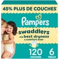thumbnail image 2 of Couches Pampers Swaddlers, absorbantes, gardent bébé au sec et confortable, couche jetable pour bébé sans danger pour la peau, taille 6 (10,4 à [23 à 44 lb]), 2 of 27