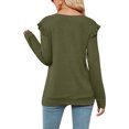 thumbnail image 3 of LUXUR Women Ruffled Pullover Plain Work Tops Army Green S, 3 of 3