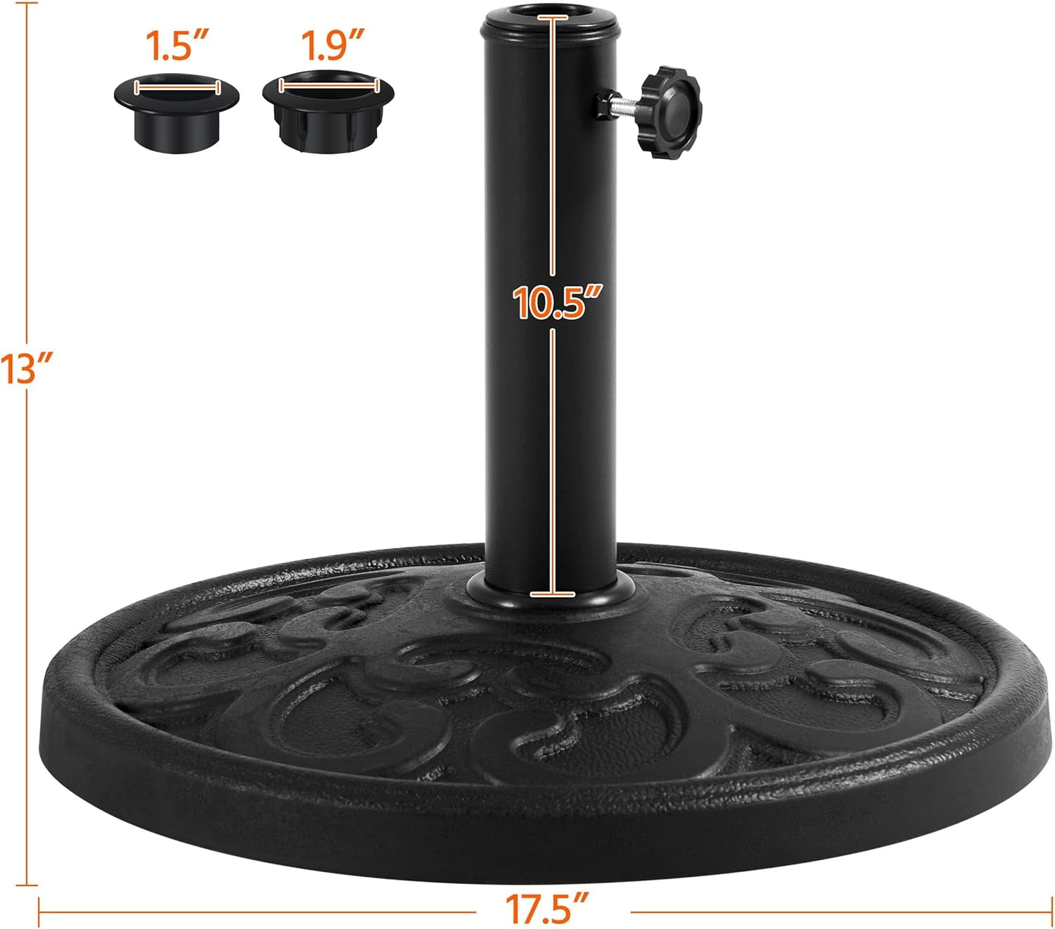 WBTER 22lbs Umbrella Base Stand Heavy Duty Outdoor Patio Resin Umbrella Stand for Deck, Garden, Lawn - Black