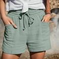 thumbnail image 2 of vigerkar 2025 Summer Linen Shorts for Women with Pockets Plus Size Casual Comfy Elastic Waist Drawstring Lightweight Shorts Green, L, 2 of 4