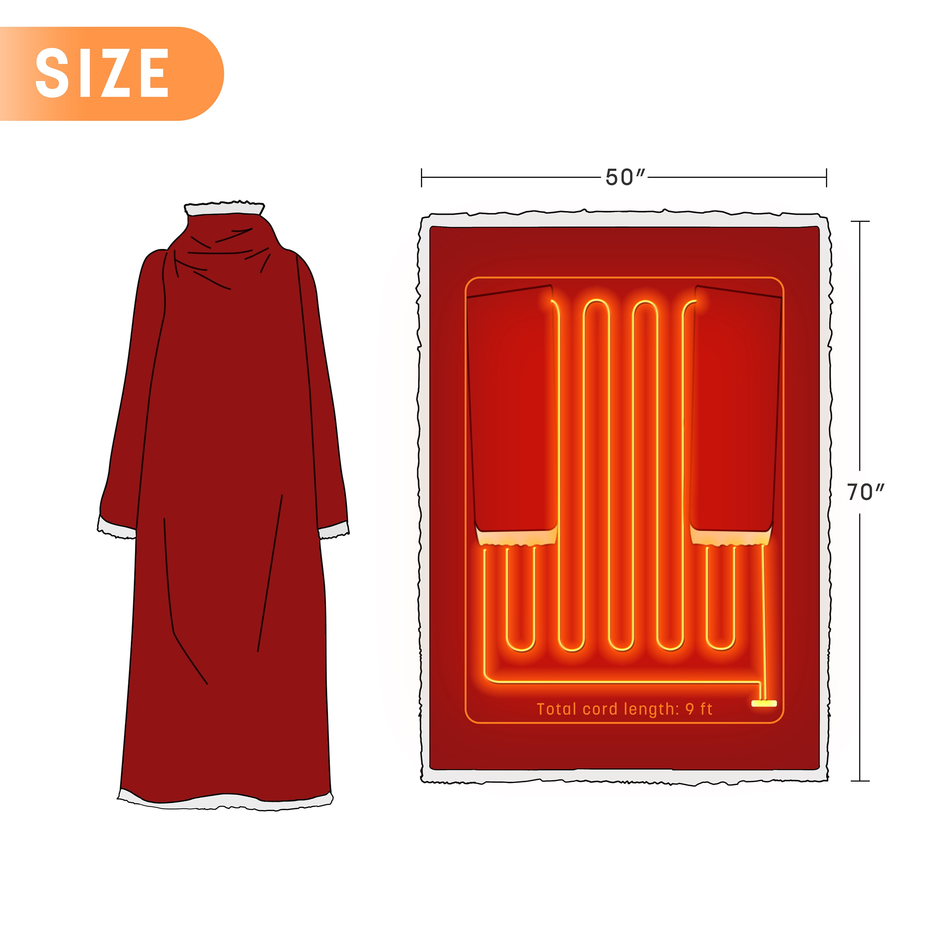 Catalonia Heated Blanket with Sleeves, Electric Snuggle Blanket for Women Men, Wearable Wired Heating Throw Blanket,Cold Gift