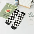 thumbnail image 7 of Fuzoiu Black and White Checkerboard Print Adult Socks, Crew Moisture-wicking Socks, Unisex Cushion Crew Socks,Casual Sports Ankle Socks, 7 of 7
