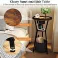 thumbnail image 4 of Round End Table with Charging Station - 3-Tier Nightstand for Bedroom, 4 of 9