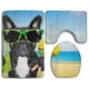 thumbnail image 1 of Juego de alfombra de baño ABPHQTO 3 piezas Bulldog gracioso en la playa, 1 of 2
