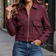 thumbnail image 6 of Mifsaly Womens Cropped Bomber Jackets Zip Up Collared Fall Coat Slim Fit Trendy 2026 Daily Casual Going Out Work Office Lounge Outfits with Pockets Wine,M, 6 of 7