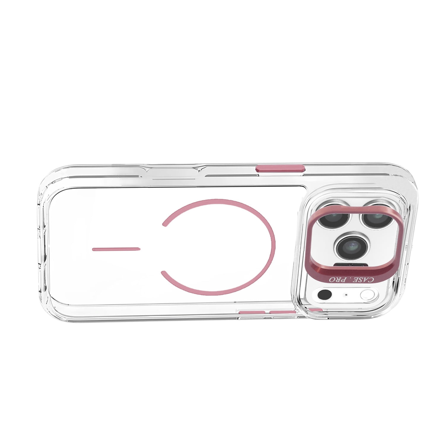 Durable Magnetic Clear Case with Camera Kickstand for iPhone 17 Pro Max - Pink