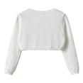thumbnail image 5 of HAOTAGS Girls Knitted Cardigan with Graphic Print Casual Fall/Winter One-Button Open Front Jacket White Size 2-3 Years, 5 of 9