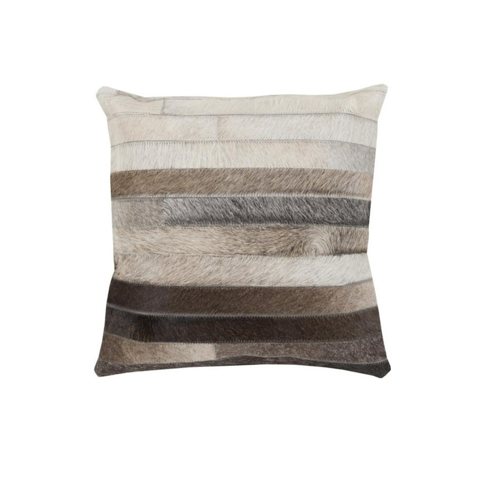 18” Black, Cocoa Brown and Gray Rustic Striped Patterned Decorative