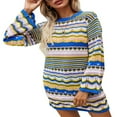 thumbnail image 3 of Robe Moulante Mini pour Femmes Boho Manches Longues Col Rond Robe Ajourée, 3 of 7