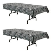 Beistle Stone Wall Plastic Rectangular Tablecovers Medieval Party Supplies Halloween Decorations Oktoberfest Tableware, 54" x 108", Multicolored, 2 Piece