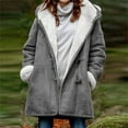 thumbnail image 5 of UPPADA Womens Winter Coats Plus Size Fleece Jackets Solid Color Horn Buttons Overcoats Warm Plush Hooded Jackets Outwear with Pocekts Winter Clearance for Women, 5 of 5