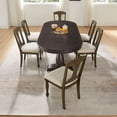 thumbnail image 5 of 76"-94" Long Expandable Dining Table for 4-8, Modern Kitchen Oval Dining Table with Removable Leaf, Space Saving for Kitchen Living Room, Dark Brown, 5 of 8