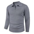 thumbnail image 2 of SYMOID Mens Gray Long Sleeve Half Zip Polo Sweater - Soft Acrylic, Slightly Fitted, Smart Casual for Daily/Office, Sizes M-XXXL,Size XL, 2 of 4