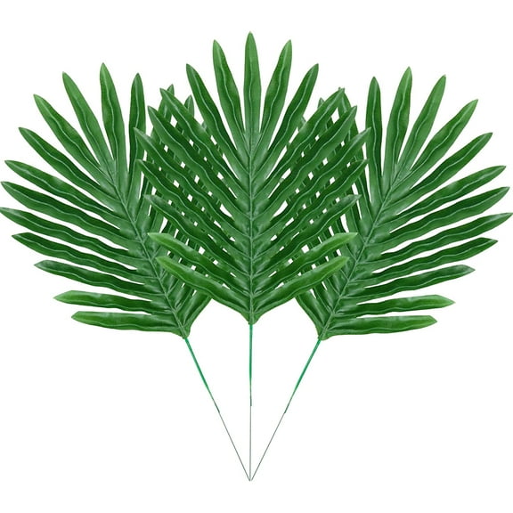Dalrosia 24PCS Faux Palm Leaves with Stems Artificial Tropical Plant Safari Leaves Hawaiian Party Suppliers Jungle Beach Birthday Leave Table Decorations