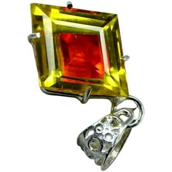 Fancy Natural 34.95 Ct Bi-Color Rare Pitambari Sapphire 925 Silver Pendant Gem