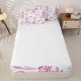 thumbnail image 4 of Erosebridal Western Cowboy Pattern Zipper Queen Comforter Set with Fitted Sheet and 2 Pillowcases,Cactus Plant Print Zipper Bedding Set,Pink White, 4 of 6
