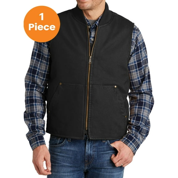 CornerStone CSV40 Washed Duck Cloth Vest, Black, L, Mens Coats and Jackets