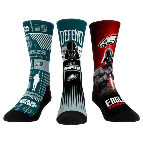 Rock Em Socks Stormtrooper & Darth Vader Philadelphia Eagles Three-Pack Star Wars Crew Socks Set