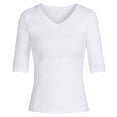 thumbnail image 3 of COMVALUE Womens Cotton 3/4 Length Sleeve Shirts V Neck Fitted Tops Basic Going Out Tees Spring Trendy Clothes 2026 White Size M, 3 of 3