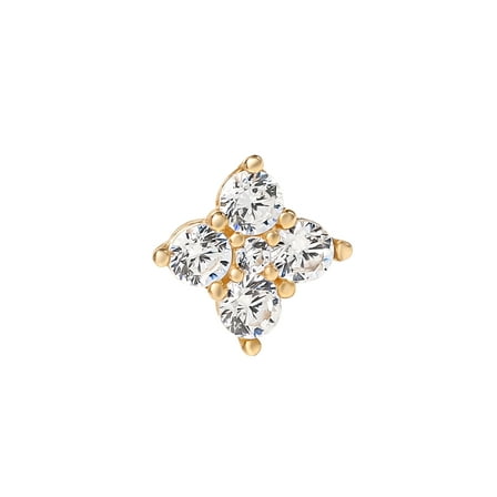 Body Jewelry - Women's 14kt Gold 22G Cubic Zirconia Flower Nose Stud