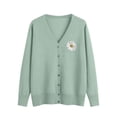 thumbnail image 2 of NTACZA V Neck Womens Sweaters Green Flower Print Button Up Sweater Cardigan Cute Stretch Jacket Women Jumpers 3X, 2 of 5