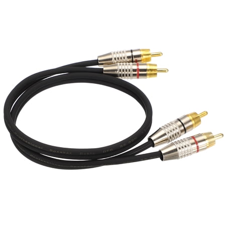 2RCA Male to 2RCA Male Audio Stereo Cable, 1.6 ft RCA Subwoofer Cable with Gold Plated Plugs for Home Theater, HDTV, Amplifiers, Speakers, Black Cable White Shell