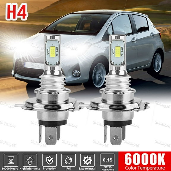 For Toyota Prius 2009-2004 -2x H4 6000K LED Bulbs Kit Headlight Hi/Lo Beam White
