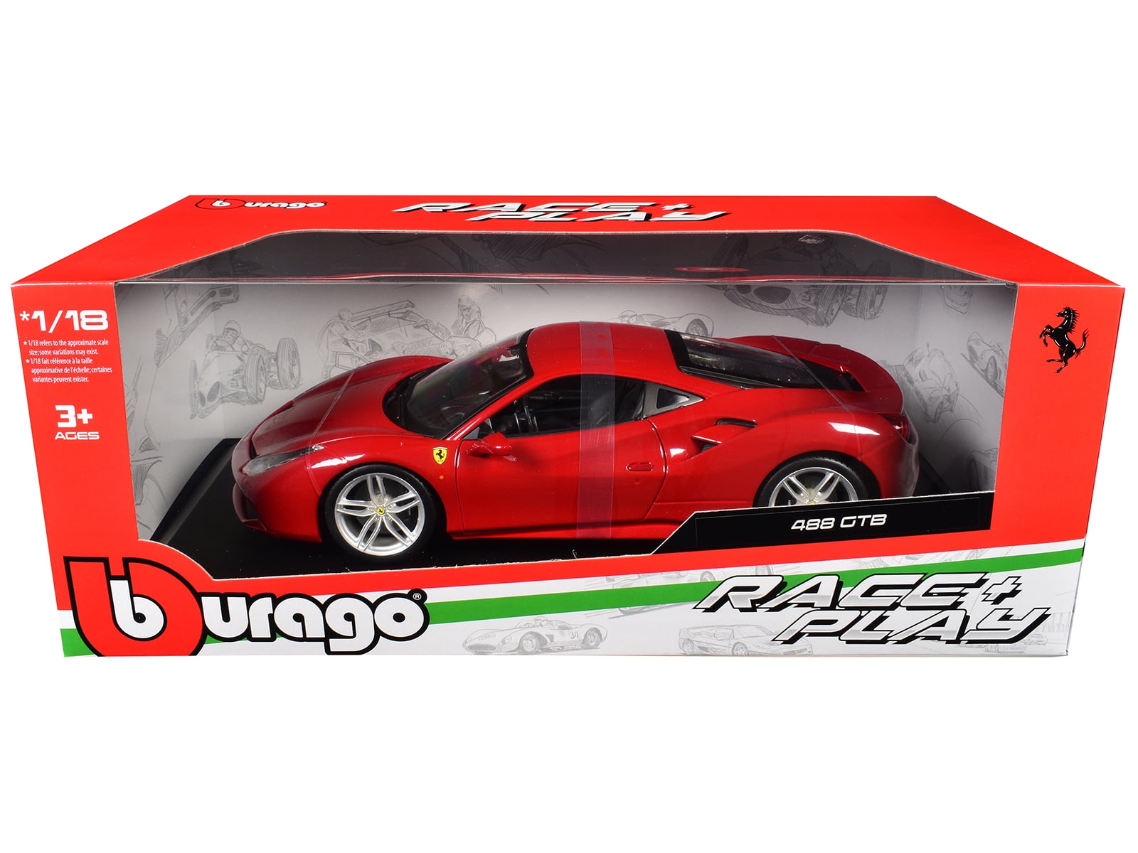 ミニカー Bburago Ferrari 488 GTB 1/18 Bburago Ferrari 488 GTB Red 1/18 Diecast Model Car - Collector's