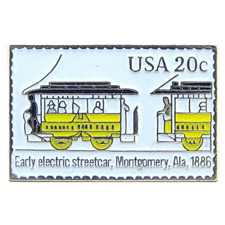 Early Electric Streetcar Stamp Pin 1