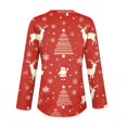 thumbnail image 5 of Kddylitq Women Christmas Tree T-Shirt Merry Christmas Cute Print V Neck Top Casual Holiday Xmas Long Sleeves Gifts Shirts Tops Wine L, 5 of 5