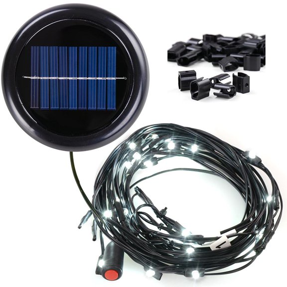 Yescom 40 LED Solar String Light Cool White Fit for 9 ft 8 Ribs Outdoor Patio Offset Aluminum Umbrella with Clips