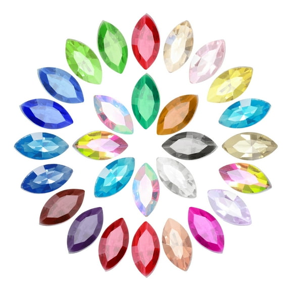 Uxcell 100Pcs Horse Eye Shape Rhinestones Glass Point Back Beads for Jewelry Making, Multicolored 6x12mm