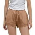 thumbnail image 2 of JTSRKL Cotton Linen Shorts for Teen Girls Lightweight Casual Kids Crochet Lace Trim Drawstring Elastic Waist Running Gym Yoga Lounge Short Pants Loose Comfy Beach Wear Coffee 4-5 Years, 2 of 10