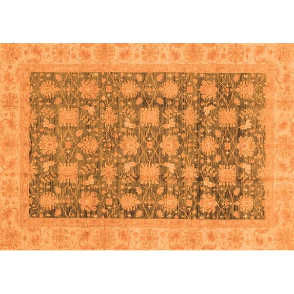 Ahgly Company Indoor Rectangle Oriental Orange Modern Area Rugs, 7' x 10'