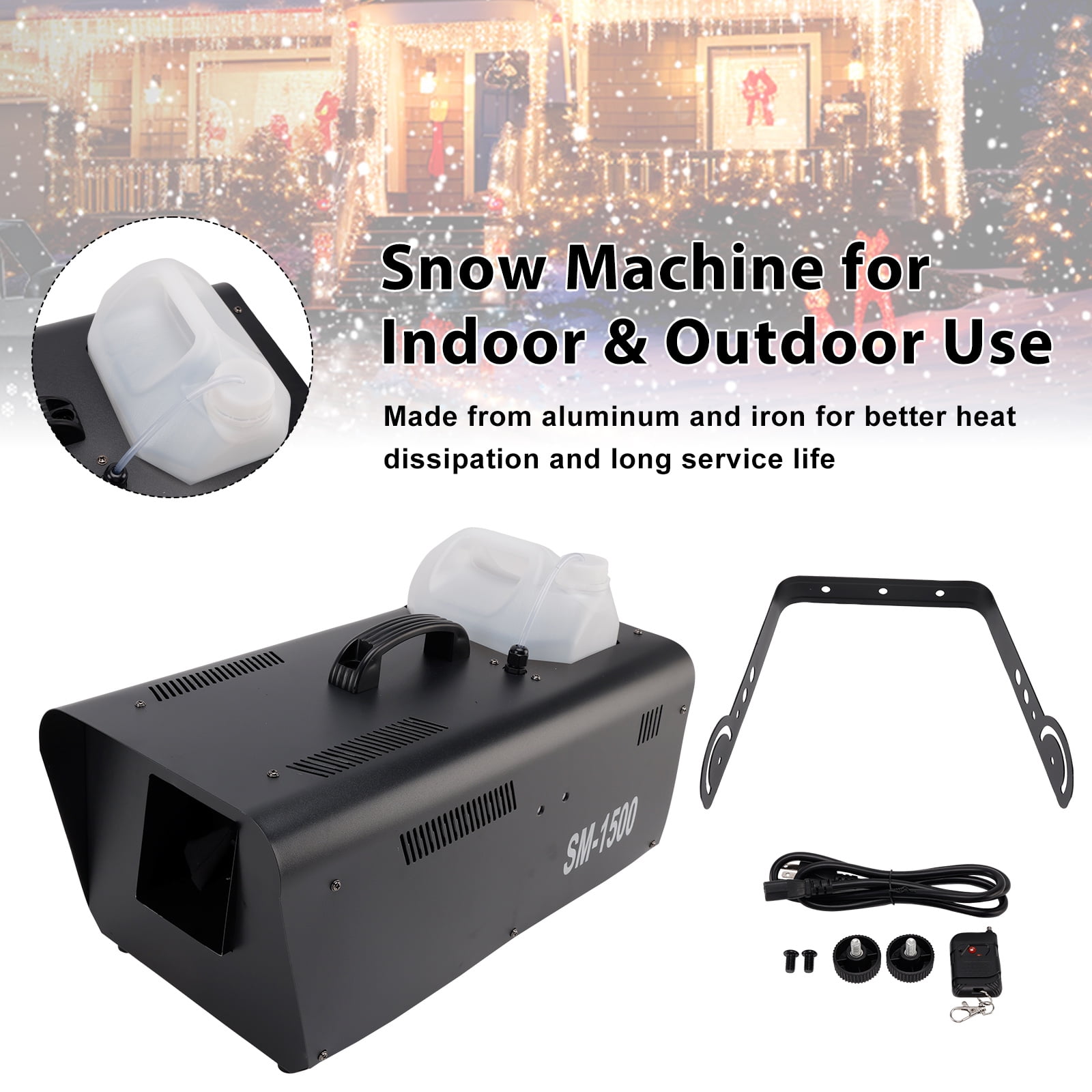 VIPQV Snow Machine, 1500W Snow Making Machine with Remote & Manual Control, Adjustable Snowflake Size, Snowflake Maker for Christmas Wedding Party