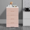 thumbnail image 3 of 5 Drawers Storage Cabinet Closet Drawers Tall Storage Tower for Closet, Dorm, Dresser Organizer Portable Storage Tools for Bedrooms Kitchens (Pink), 3 of 19