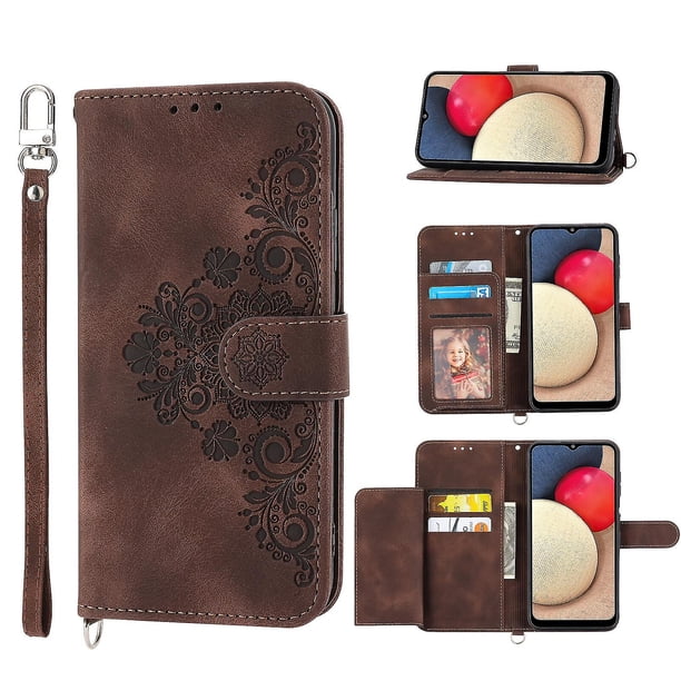 Funda de piel sintética estilo empresarial para Samsung A14 5G con tarjetero Lenyard