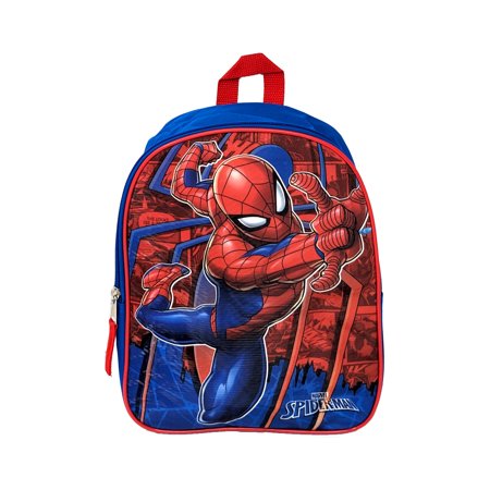 Marvel Spider-Man Backpack 11" Swinging Web Slinger Toddler Small Boys Blue Red