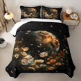 thumbnail image 2 of Manfei Bohemian Cosmic Planet Twin Quilt Set,Boho Butterfly Floral Twin Coverlet Set,Black Cream,Black Reversible,2 Pieces,1 Bedspread and 1 Pillowcase, 2 of 7